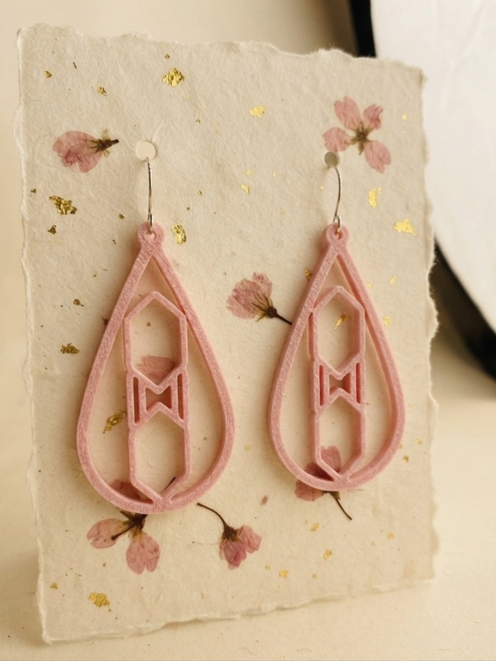 Delicate Pink Teardrop Filigree Earrings - Women's Jewelry
